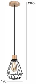 Brilagi - Lampadario a sospensione con filo WOODY BASKET 1xE27/60W/230V quercia