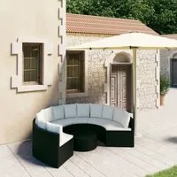 Set Divani da Giardino 7 pz con Cuscini in Polyrattan Nero cod mxl 36166