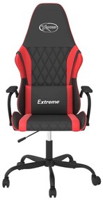 Sedia da gaming massaggiante rosso e nero in similpelle