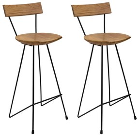 Sgabelli Da Bar 2 Pz İn Legno Massello Di Teak /