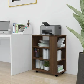 Armadietto Con Ruote Rovere Marrone 60x35x75 Cm İn Legno /
