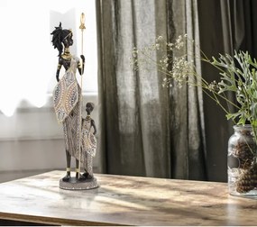 Masai Tribal Con Figlio Cm 11,5X8,5X46