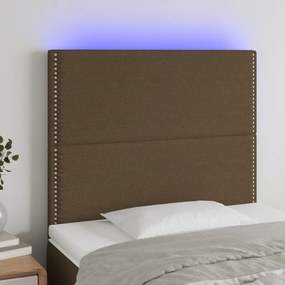 Testiera A Led Marrone Scuro 100x5x118/128 Cm İn Tessuto /