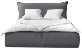Letto matrimoniale imbottito grigio scuro con contenitore con griglia 160x200 cm Jade - Bobochic Paris
