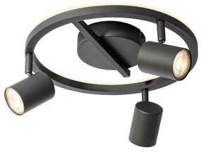 Faretto da soffitto nero GU10 50mm 3 luci rotondo con retroilluminazione - Back Up