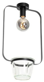 Plafoniera moderna nera con vetro rettangolare - Roslini