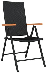 Set da pranzo per giardino 9 pz con cuscini nero