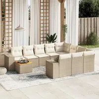 Set Divani da Giardino 11 pz con Cuscini Beige in Polyrattan 3257962