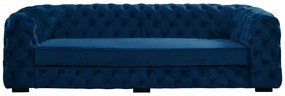 Divano 3 posti Chesterfield in velluto blu notte - STANLEY