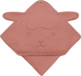 Lionelo - Asciugamano con cappuccio per bambini in mussola Rosso Corallo