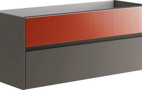 Mobile da bagno sospeso sotto lavabo Niwa 2 cassetti L 119.5 x H 50 x P 45.5 cm grigio e paprika cannettato