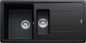 Lavello integrato 1.5 vasche in fragranite nero FRANKE Boston L 50 x L 97 cm, reversibile