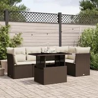 Set Divano da Giardino 6 pz con Cuscini Marrone in Polyrattan 3266573