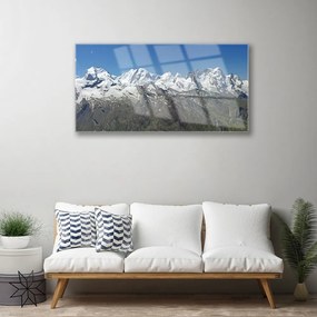 Quadro acrilico Paesaggio di montagne di neve 100x50 cm
