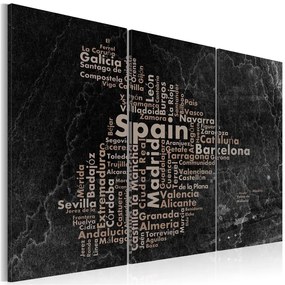 Quadro Text map of Spain on the blackboard triptych