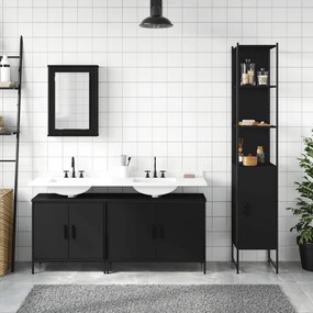 Set mobili da bagno 4 pz nero in legno multistrato