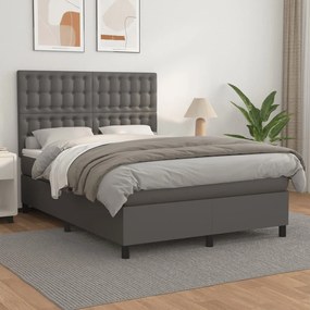 Giroletto A Molle Con Materasso Grigio 140x200 Cm İn Similpelle /
