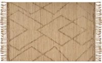 Tappeto Beige Juta 160 x 230 cm Tessuto a mano Linee geometriche con nappe Stile naturale Boho Tessile