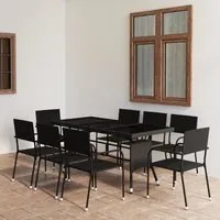 Set Mobili da Pranzo per Giardino 9 pz in Polyrattan Nero 3059450