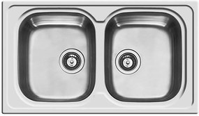 Lavello integrato 2 vasche in inox argento DELINIA Amaltia L 50 x L 86 cm
