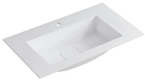 Lavabo a incasso rettangolare vasca centrale L 90.5 x H 15 x P 46 cm in resina bianco opaco