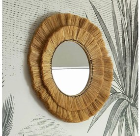 Atmosphera - Specchio da parete ALBA diametro 57 cm bastone di rafia