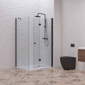 Box doccia 150x90 apertura soffietto 90cm e lato fisso 150cm colore nero | KS7000N - KAMALU