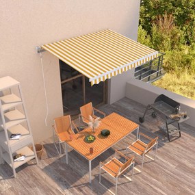 Tenda Da Sole Retrattile Manuale 350x250 Cm Gialla E Bianca /