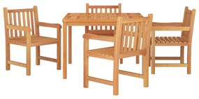 Set da pranzo per giardino 5 pz in legno massello di teak