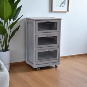 Carrello Mobiletto Grigio con ante a ribalta in vetro LANDHELL