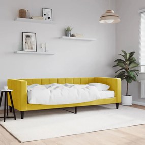 Divano Letto Con Materasso Giallo 80x200 Cm İn Velluto /