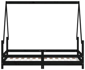 Giroletto per bambini nero 80x160 cm in legno massello di pino