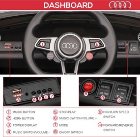 Macchina Elettrica per Bambini 12V con Licenza Audi TT Nero...