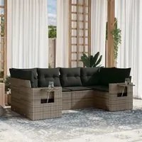 Set Divano da Giardino 6 pz con Cuscini Grigio in Polyrattan 3220579