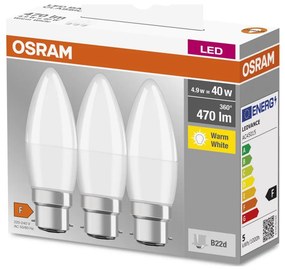 SET 3x Lampadina LED B38 B22d/4,9W/230V 3000K - Osram