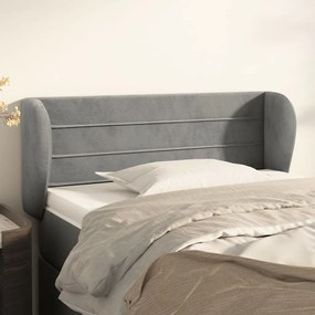 Testiera Ad Orecchio Grigio Chiaro 103x23x78/88 Cm İn Velluto /