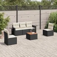 Set Divano da Giardino 6 pz con Cuscini Nero in Polyrattancod mxl 116766