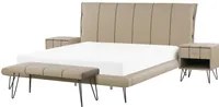 Letto con Panca e 2 Comodini in Ecopelle Testiera Decorativa 180 x 200 cm