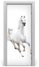Adesivo per porta Cavallo bianco su galoppo 75x205 cm