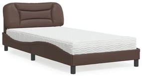 Letto con materasso marrone 100x200cm in similpelle