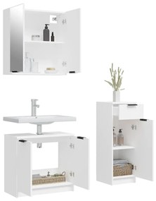 Set di mobili da bagno 3 pz bianco in legno multistrato