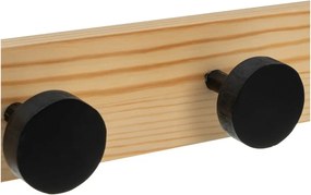 Attaccapanni da parete nero/di colore naturale in pino massiccio 40 cm Anillos – Casa Selección