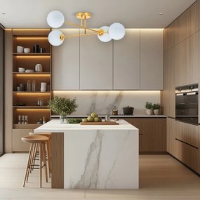 Lampadario a sospensione con supporto rigido 4xE27/35W/230V diametro 70 cm oro