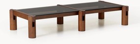 Tavolino da salotto in legno di quercia con piano in vetro Rory, larg. 166 cm
