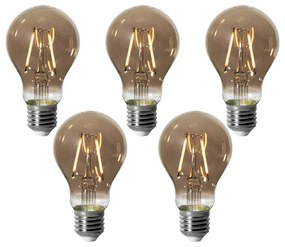 Set di 5 E27 dimbare LED lamp A60 smoke 3W 250 lm 2200K