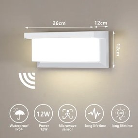 Brilagi-LED Applique da esterno con sensore BRICKY LED/12W/230V bianco IP54