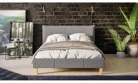 Letto matrimoniale imbottito grigio con griglia 140x200 cm Tina - Ropez