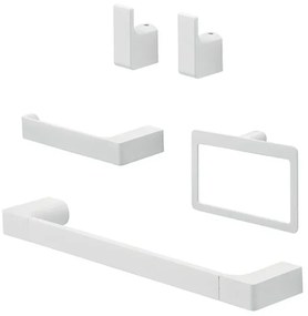 Set accessori bagno 4pz da parete in acciaio bianco Pirenei