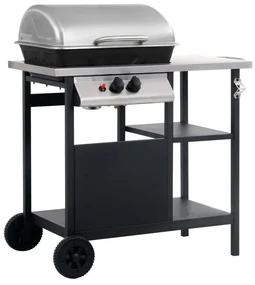 Barbecue E Griglia A Gas A 3 Ripiani Tavolinetto Nero E Argento /