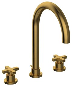 Rubinetto per lavabo Los Angeles oro spazzolato satinato HUBER H 28 cm